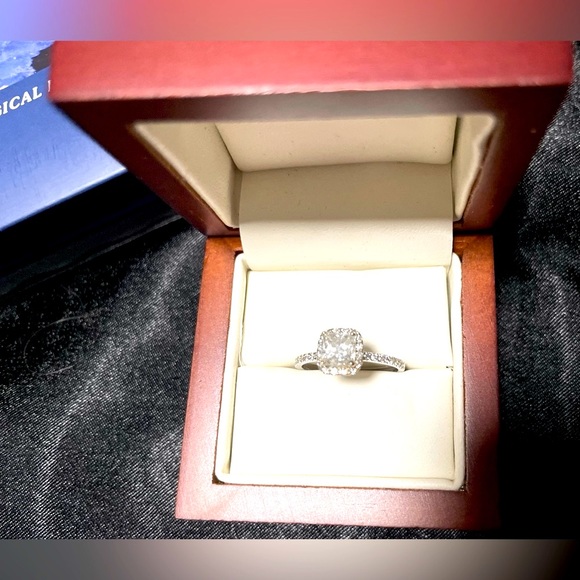 Diamond 2CTW Genuine Cushion Cut Halo White Gold Ring Certified GIA Authentic - Picture 12 of 16